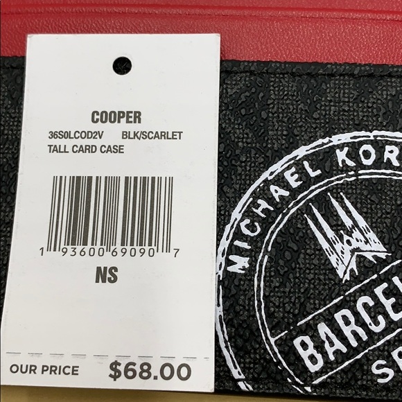 MICHAEL KORS COOPER TALL CARD CASE BLACK/SCARLET - Picture 16 of 16